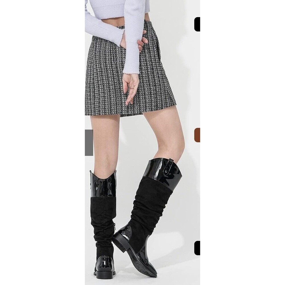 Allot Women’s Size 6 Slouchy Low Block Knee High Boot Side Zip Boot